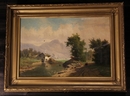  19th Century Paintings Oil On Canvas Landscape with figures