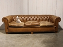 style Antique chesterfield sofa in brown leather 1940