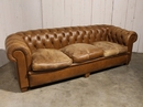 style Antique chesterfield sofa in brown leather 1940