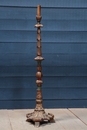 Baroque style Tall painted and gilted candelstick in wood, italy 1940