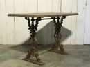 style Cast iron garden table with wood top