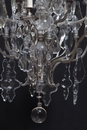 Chandelier in Crystal with Silver Frame, France 1900