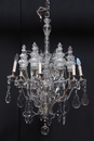 Chandelier in Crystal with Silver Frame, France 1900