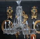 Chandelier in Glas and Crystal, France 1900