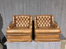 Fauteuils style Chesterfield en cuir, Belgique 1980