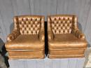 Fauteuils style Chesterfield en cuir, Belgique 1980