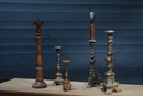 style Collection of antiques wood painted candelsticks