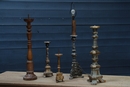 style Collection of antiques wood painted candelsticks