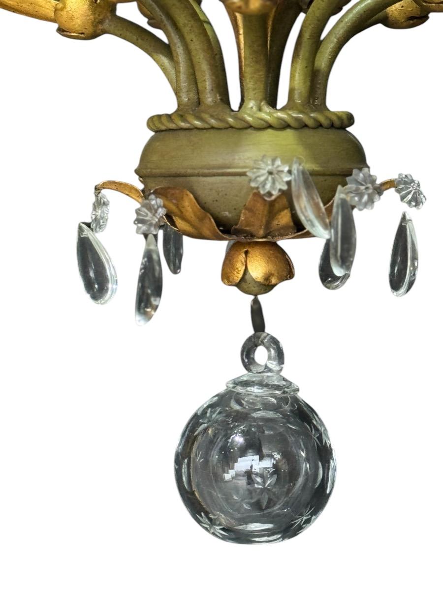 Decorative painted metal and crystals chandelier 