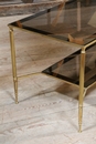 Design style Two tiers glas coffee table in Brass and Glas, France 1950