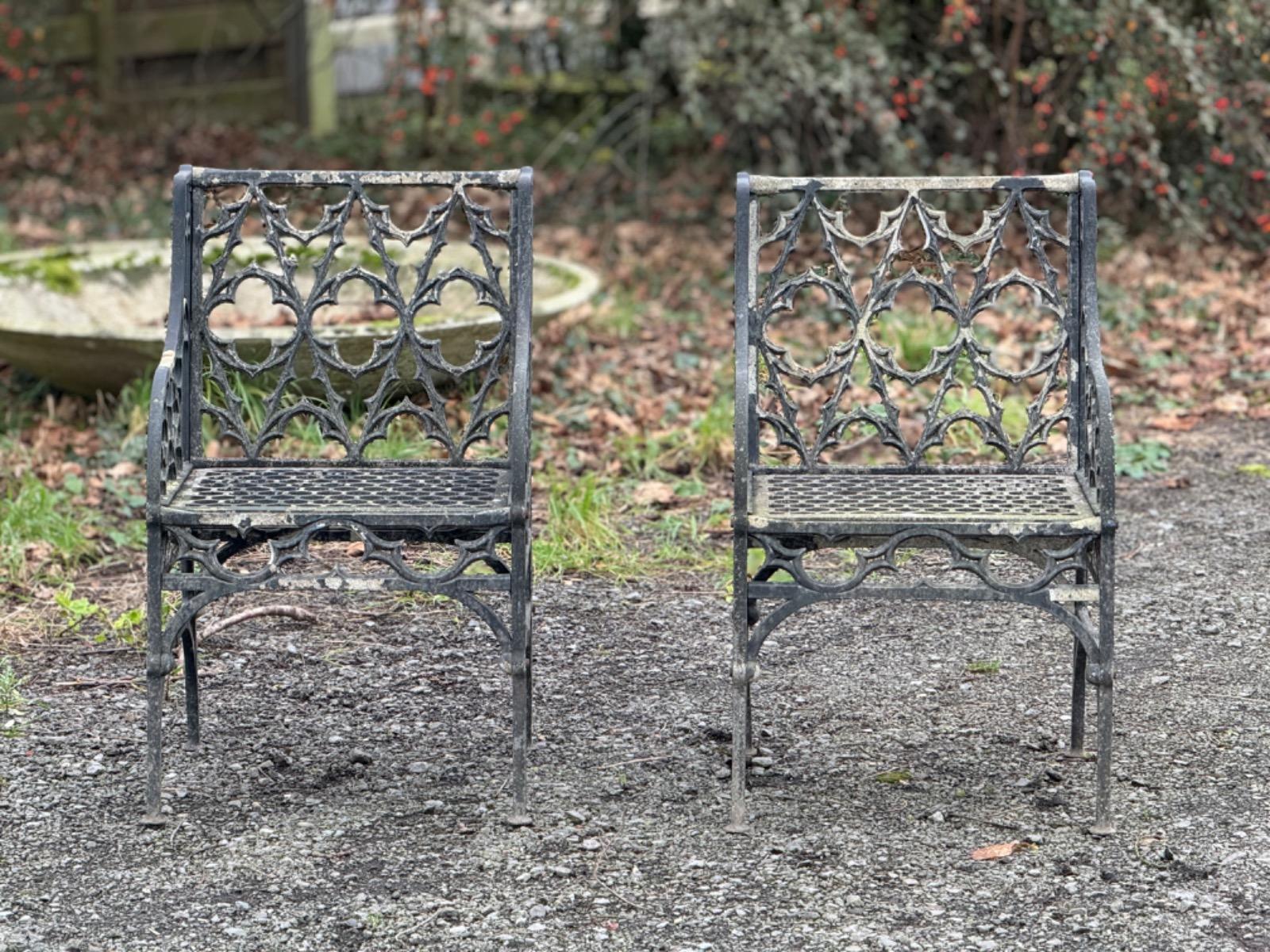 Garden set in gothic style english 20th century 