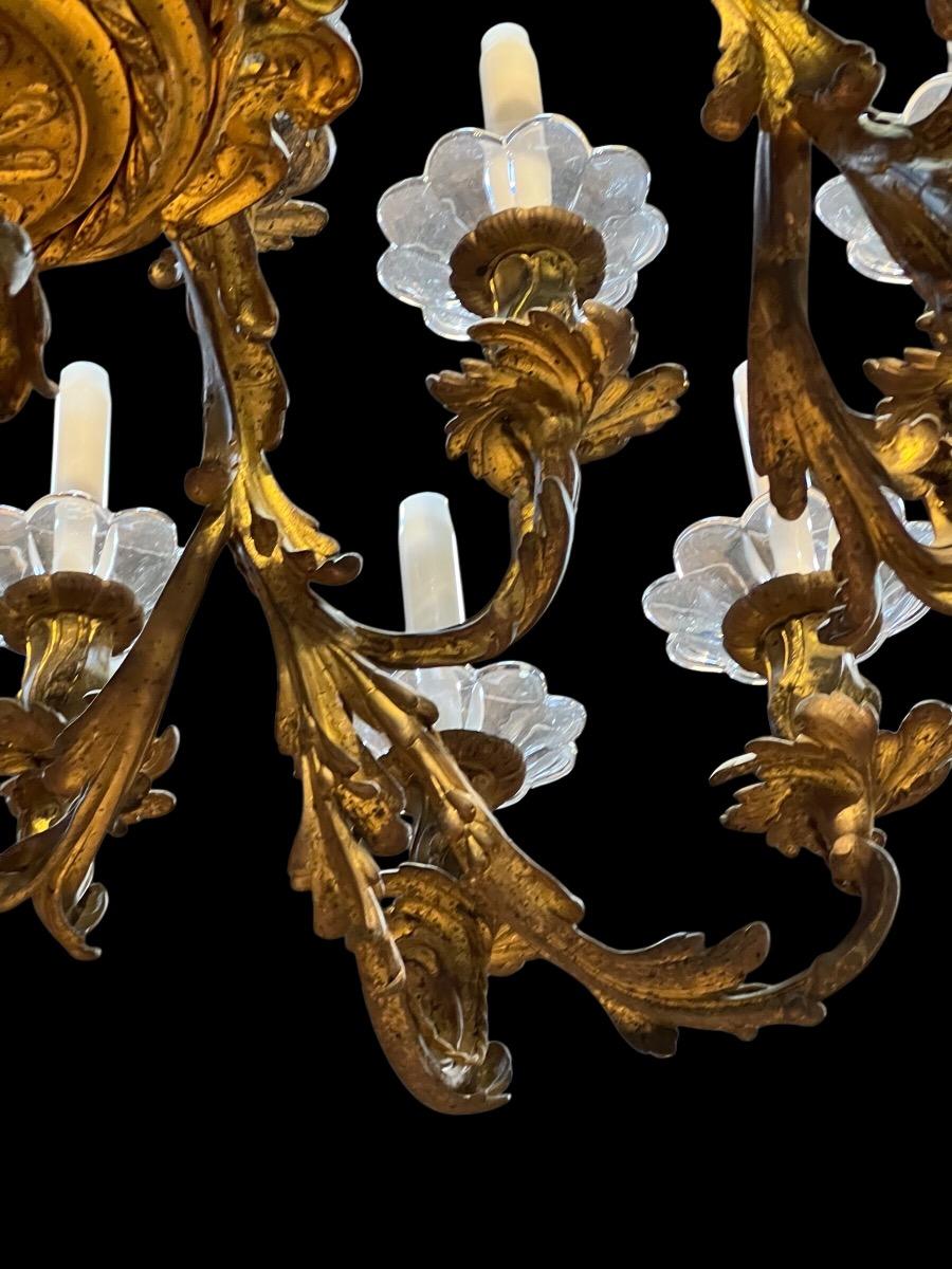 Large bronze chandelier 