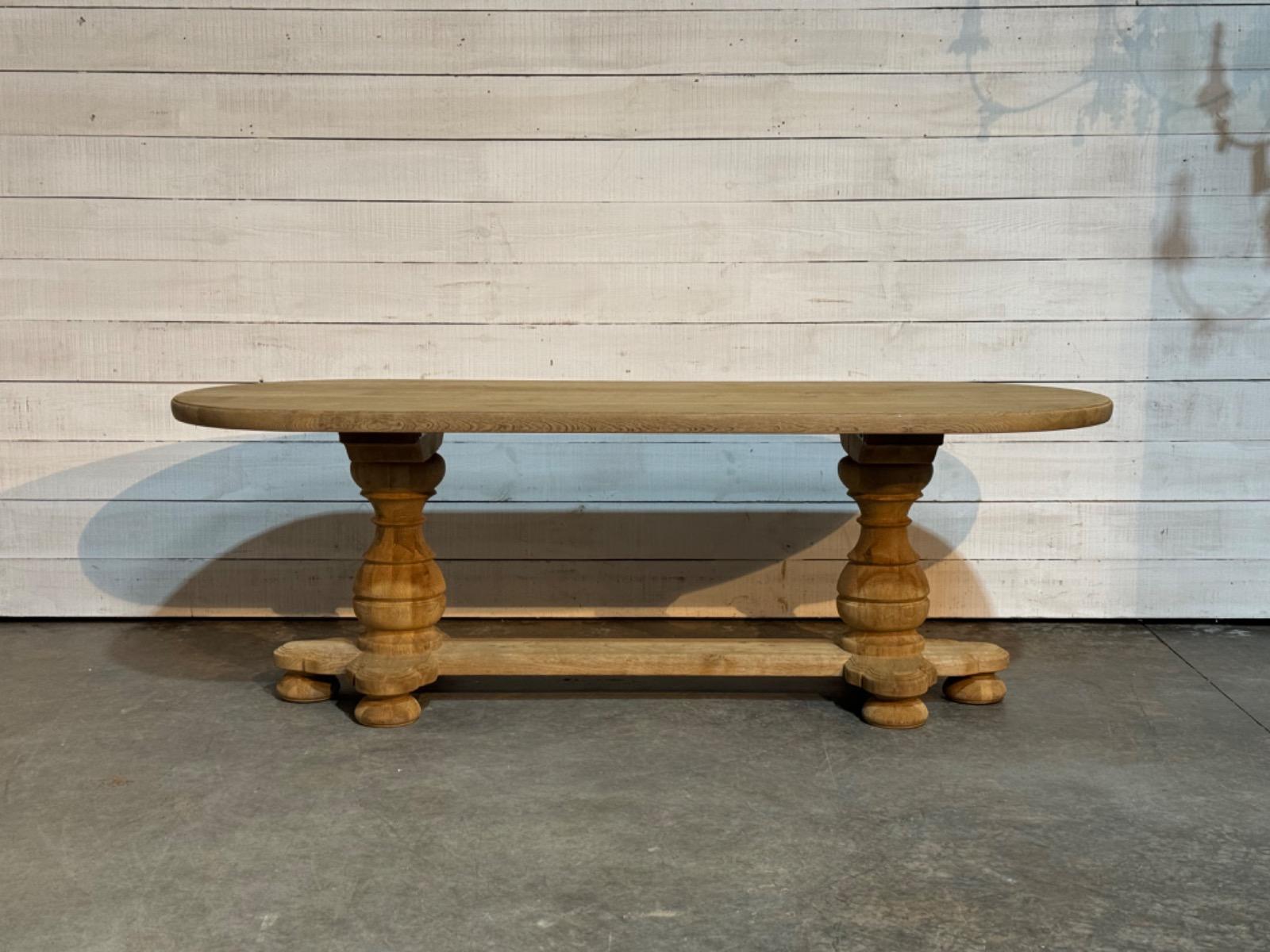 Large oval oak trestle table 