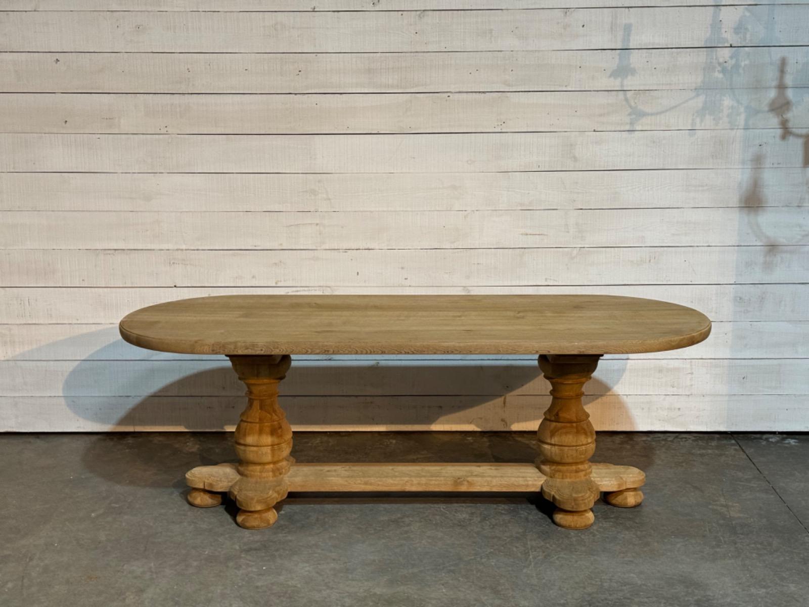 Large oval oak trestle table 