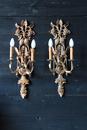 Large Pair Wood & Metal Italian Sconces