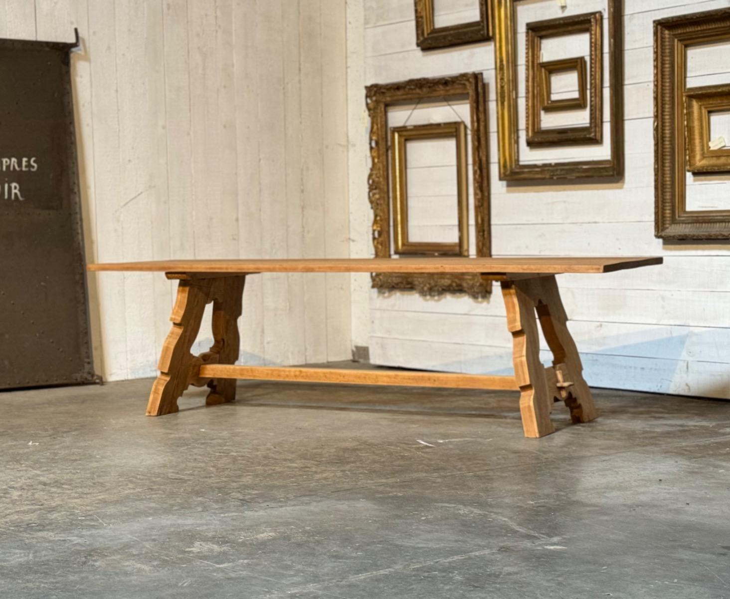 Long pine wood trestle table 