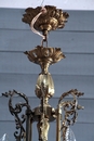 Lustre à gas style Louis 16 en bronze, france 1890