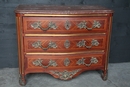 Louis VIII style Marble top chest of drawer in rich bronzes and copper inlaid