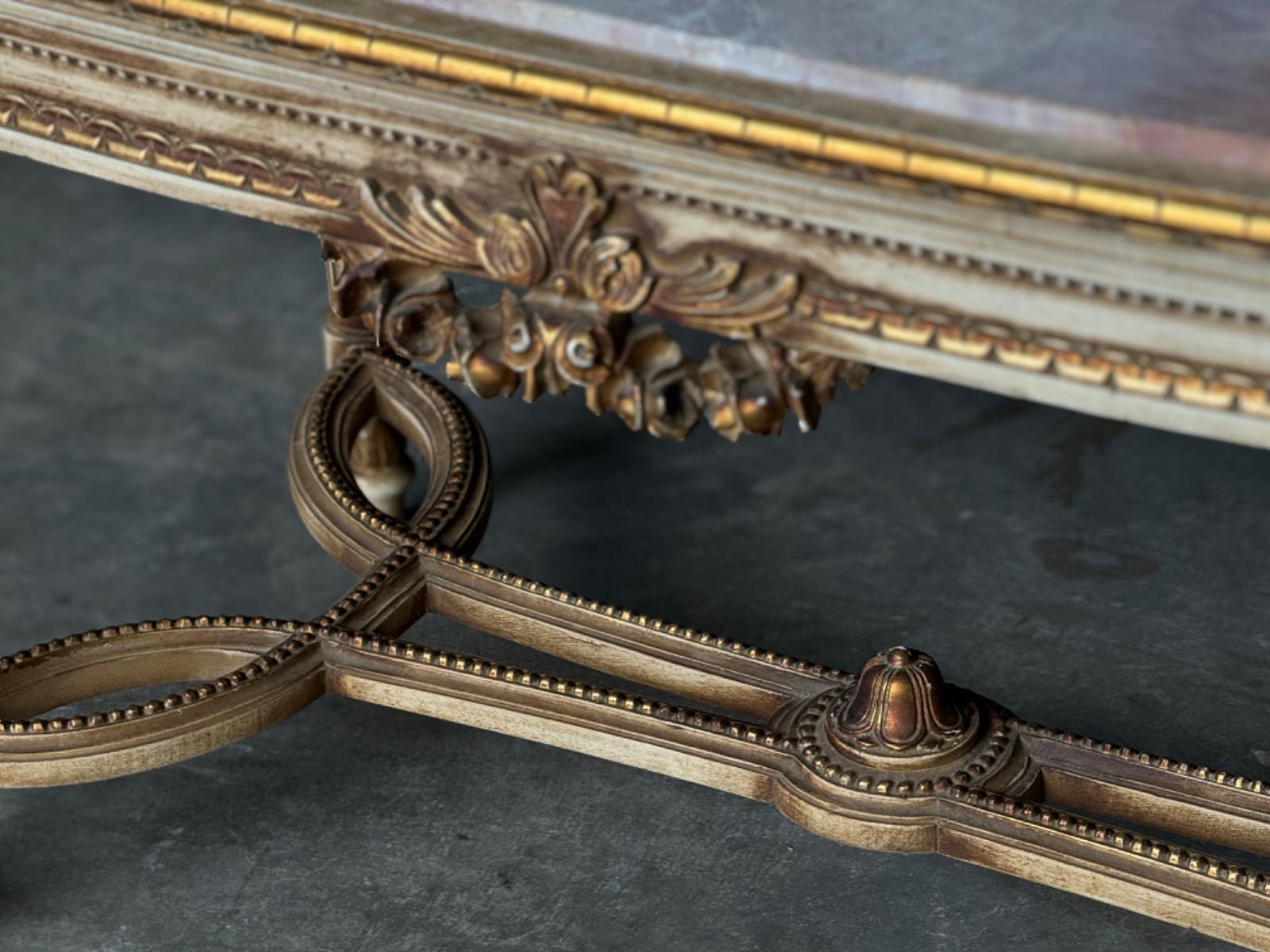 Louis XVI painted coffee table with marble top 