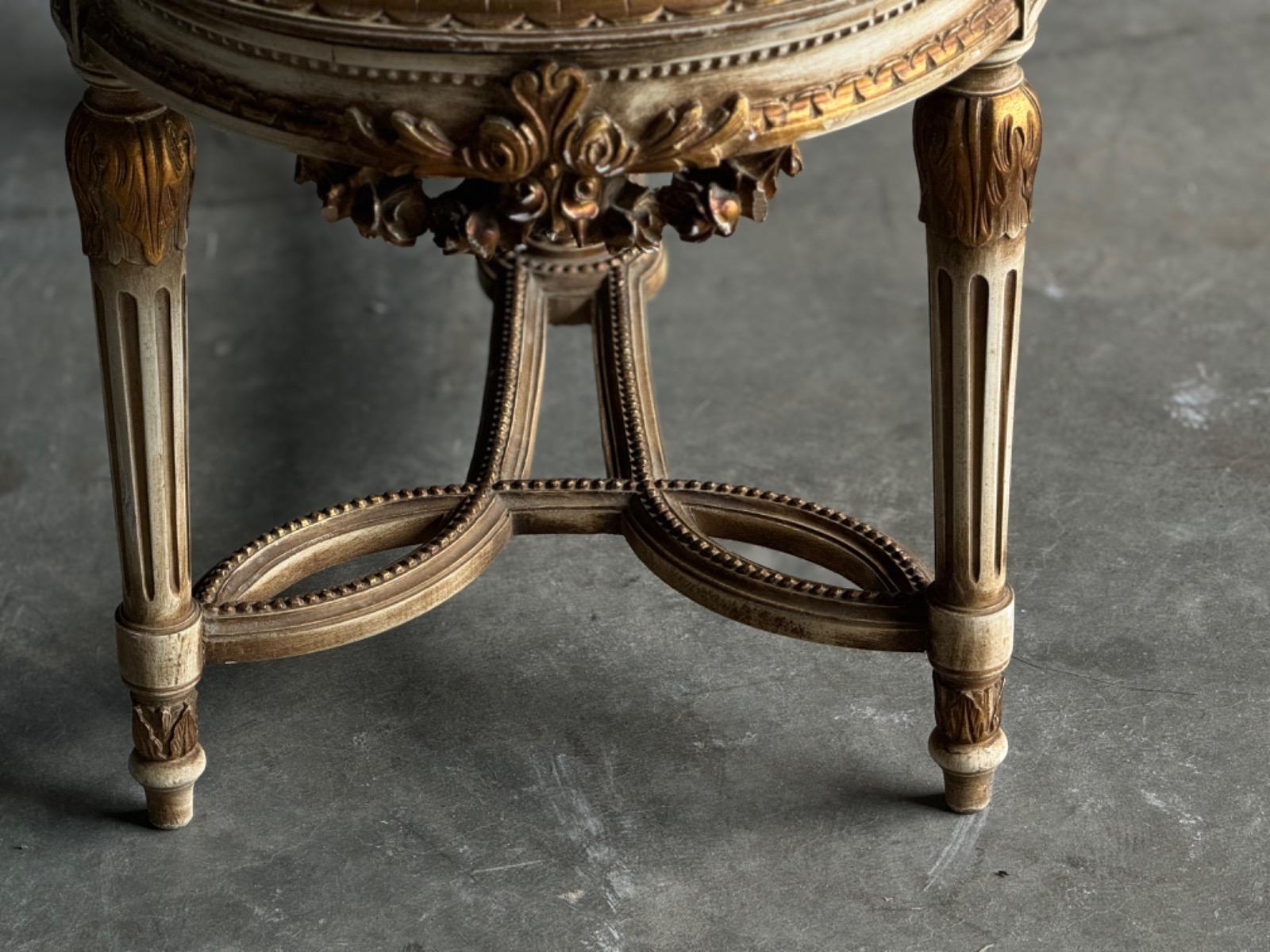 Louis XVI painted coffee table with marble top 