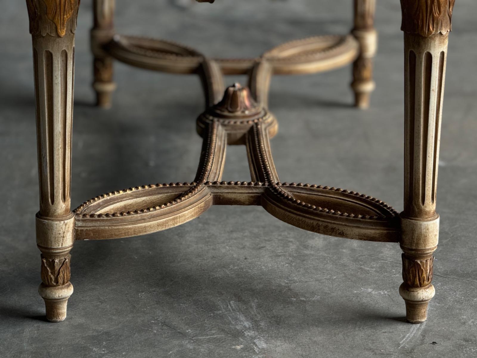 Louis XVI painted coffee table with marble top 