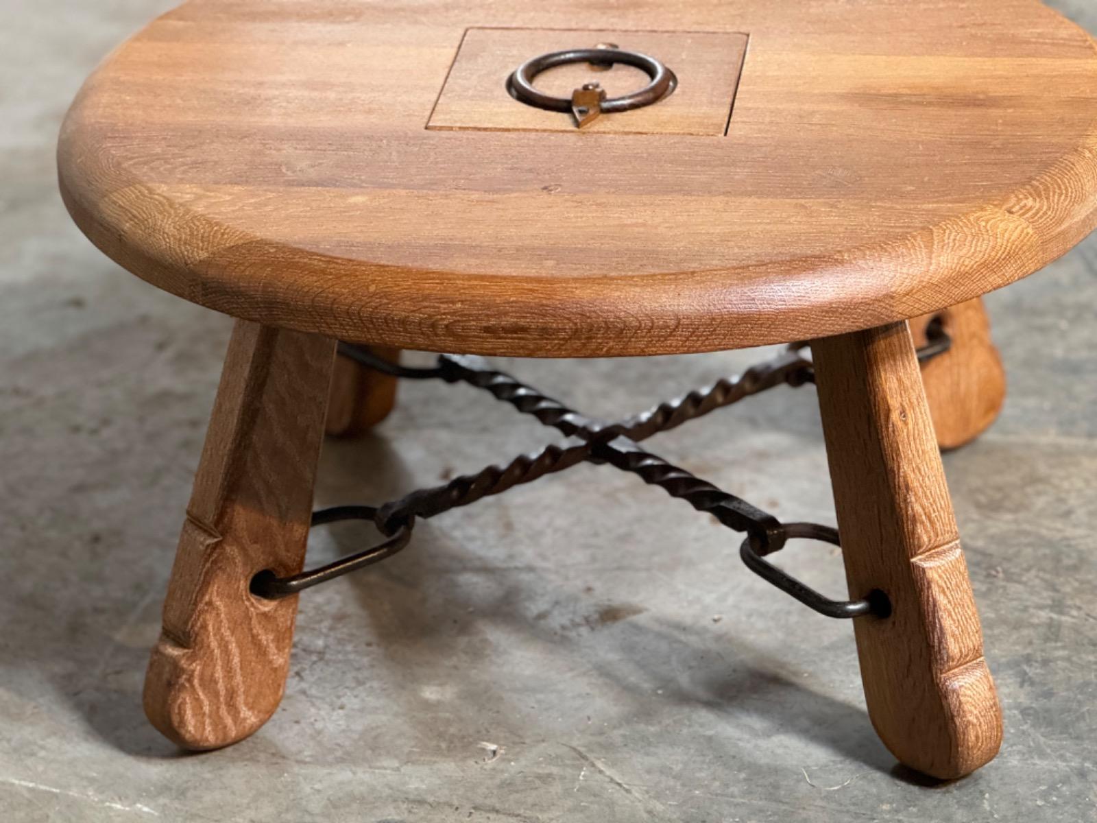 Oak brutalist coffee table 