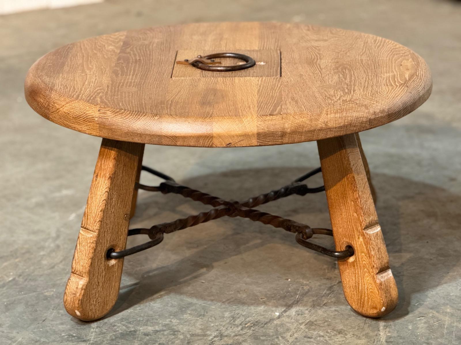 Oak brutalist coffee table 