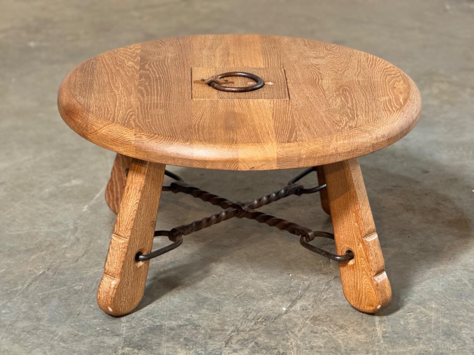 Oak brutalist coffee table 