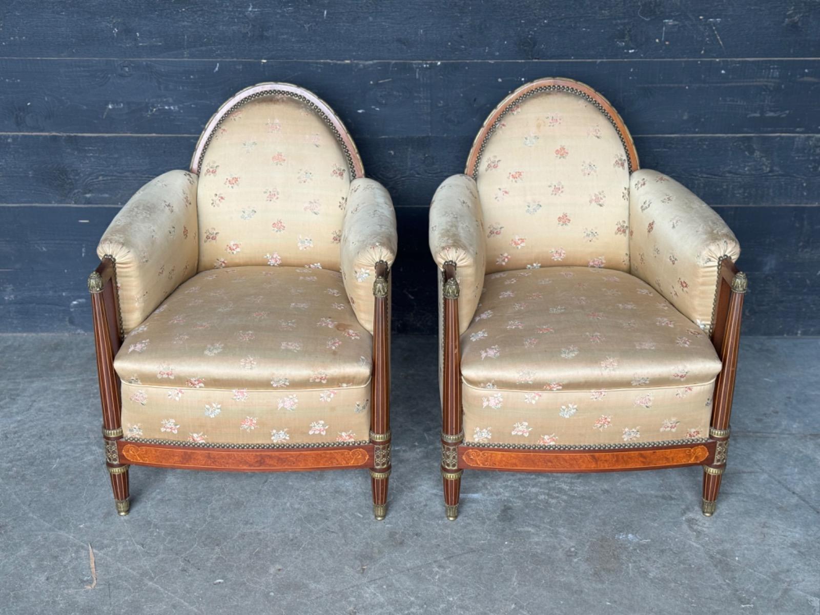 Pair art deco armchairs 