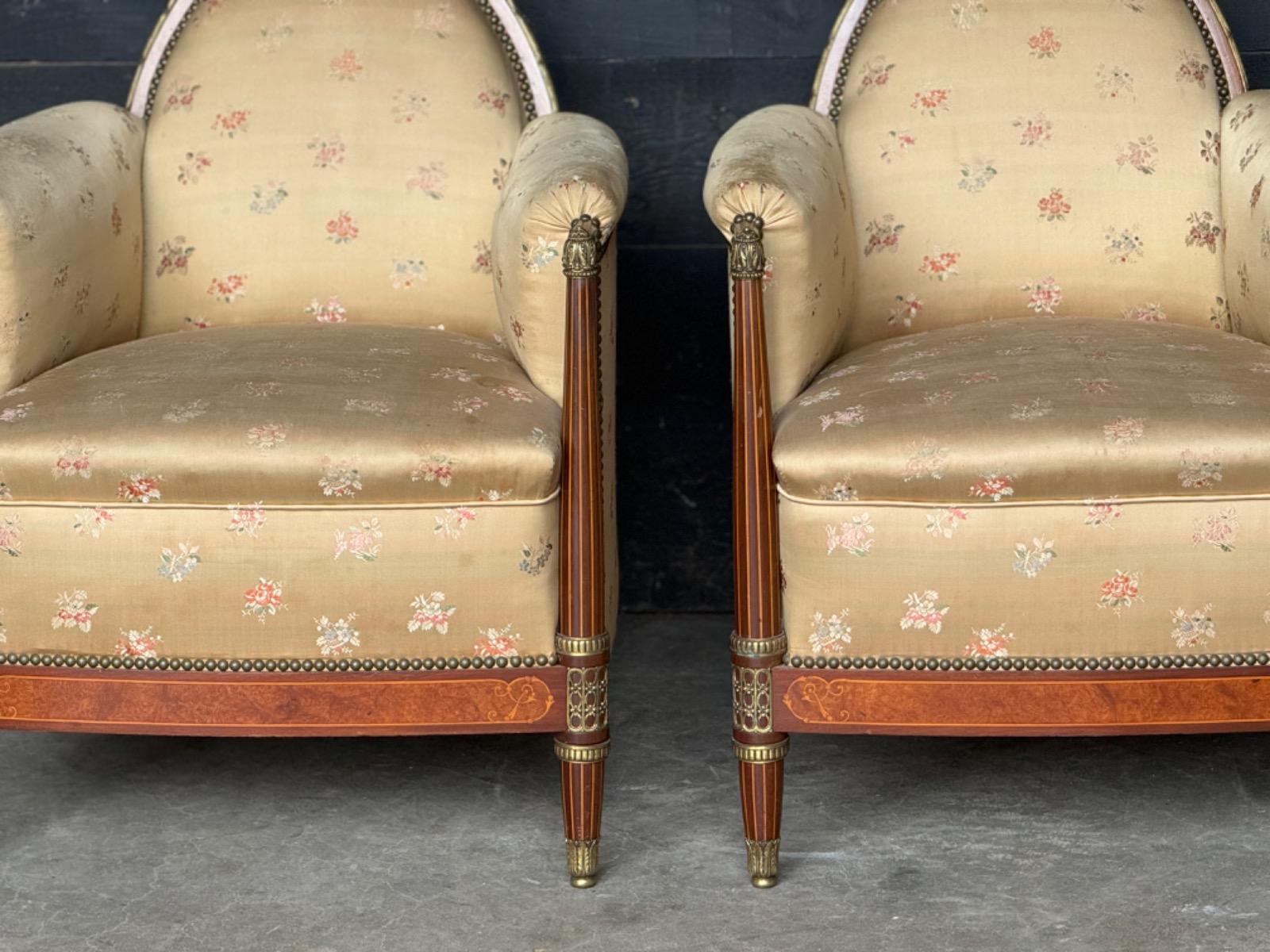 Pair art deco armchairs 