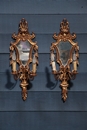 style Pair gilt wood mirrors sconces, Italy 19 th century