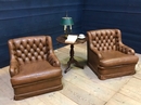 Chesterfield  style Pair leather armchairs  in Leather, England 1970