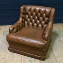 Chesterfield  style Pair leather armchairs  in Leather, England 1970