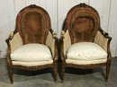 style Pair Louis XVI french bergeres fine carved