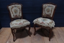 Pair LXV walnut fine carved side chairs