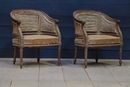 style Pair LXVI Walnut Armchairs, France 19 th century