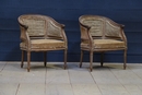 style Pair LXVI Walnut Armchairs, France 19 th century