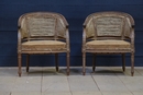 style Pair LXVI Walnut Armchairs, France 19 th century