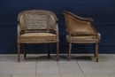 style Pair LXVI Walnut Armchairs, France 19 th century