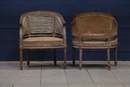 style Pair LXVI Walnut Armchairs, France 19 th century