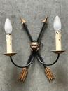 Pair metal arrows sconces, France 20th Century