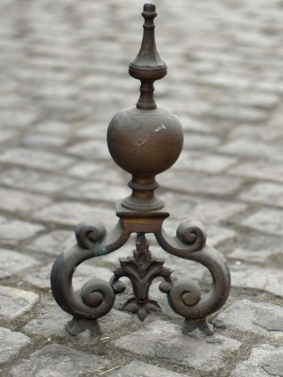 Pair of antique brass renaissance fire dogs 