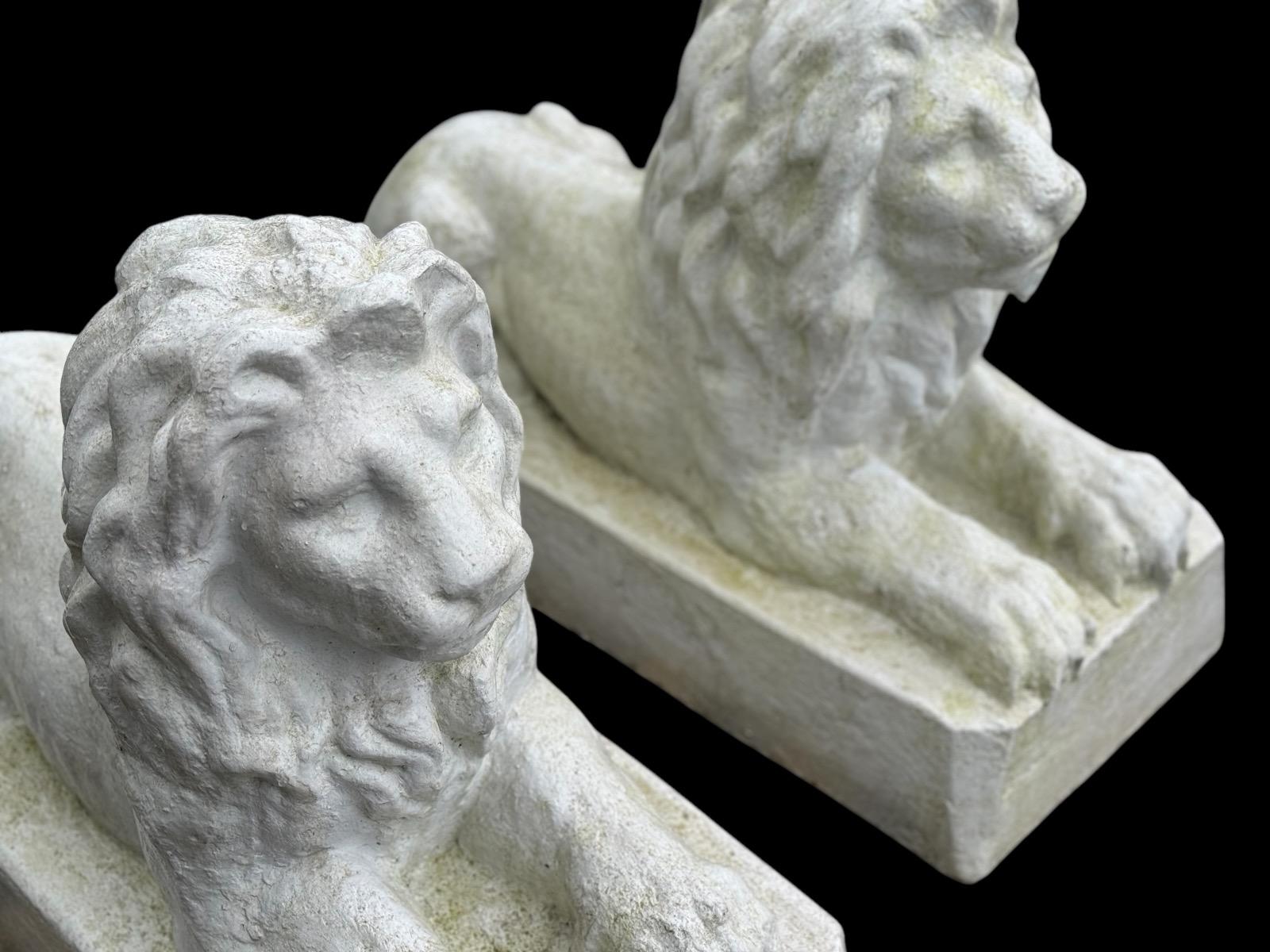 pair of concrete lions 