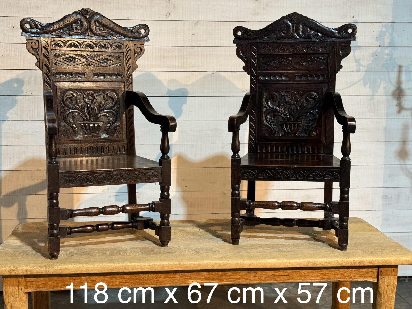 Pair of English armchairs 19 th century 