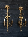 style Pair of large gilt wood sconces