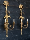 style Pair of large gilt wood sconces