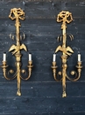 style Pair of large gilt wood sconces