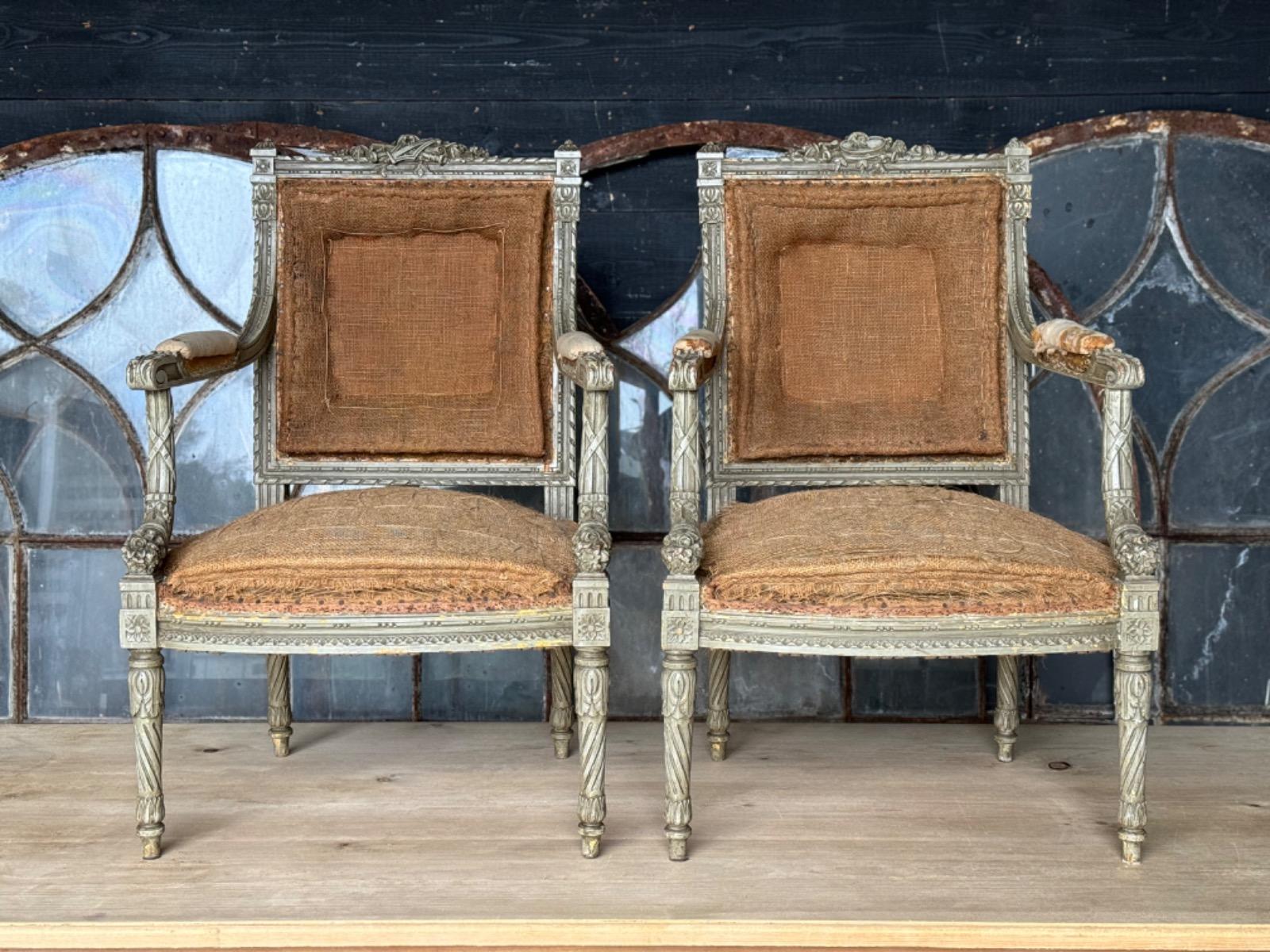 Pair of painted armchairs 