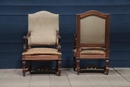 style Pair walnut mutton legs armchairs 19 th century