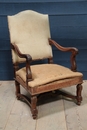 style Pair walnut mutton legs armchairs 19 th century